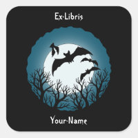 Fledermäuse und Bäume gegen den Mond-Exlibris
