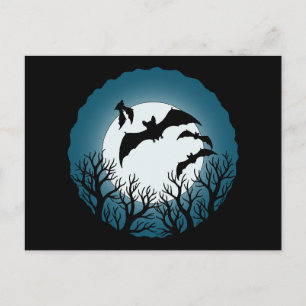 Fledermäuse und Bäume gegen den Mond Postkarte