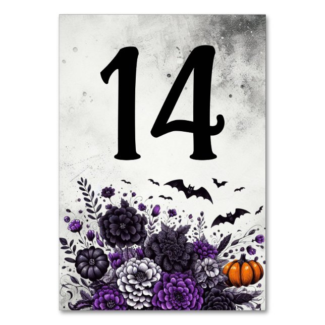 Fledermäuse und Blumen Tisch Nummer 14 Tischnummer (Vorderseite)