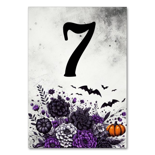 Fledermäuse und Blumen Tisch Nummer 7 Tischnummer (Vorderseite)