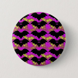 Fledermäuse und Bohnen rosa gelb Button