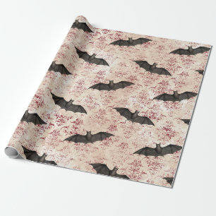 Fledermäuse und Burgunder Damast Geschenkpapier