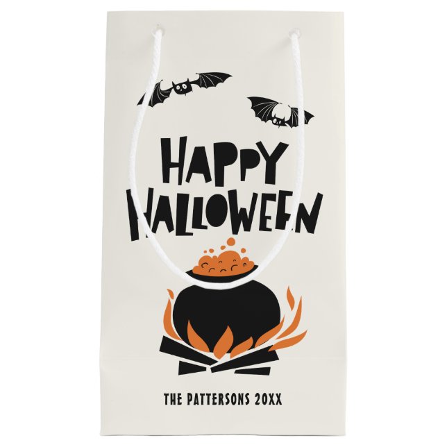 Fledermäuse und Cauldron Happy Halloween-Geschenkt Kleine Geschenktüte (Vorderseite)