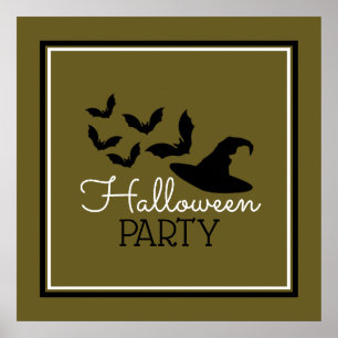 Fledermäuse und Halloween-Party Poster