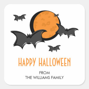 Fledermäuse und Mond Halloween Square Sticker
