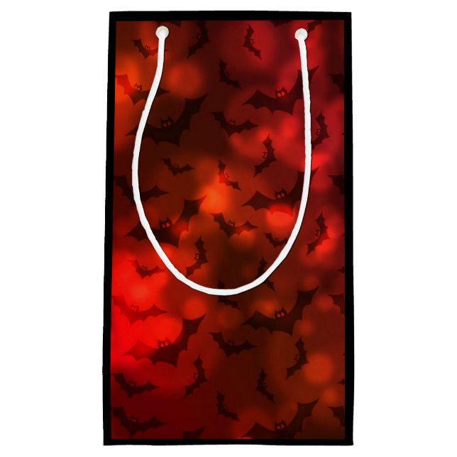 Fledermäuse und Mond-Muster rot und schwarz Kleine Geschenktüte (Vorderseite)