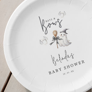 Fledermäuse und Schleifen Halloween-Baby-Shower-Pa Pappteller