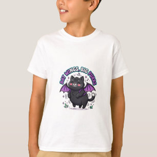 Fledermausflügel Große Schnurren Süße Schwarze Kat T-Shirt