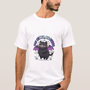 Fledermausflügel Große Schnurren Süße Schwarze Kat T-Shirt