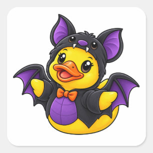 Fledermauskostüm Gummiente Halloween Quadratischer Aufkleber