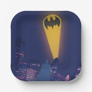 Fledermaussignal über Gotham Pappteller