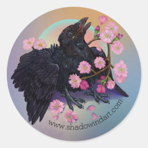 Fledgling Crow Runder Aufkleber