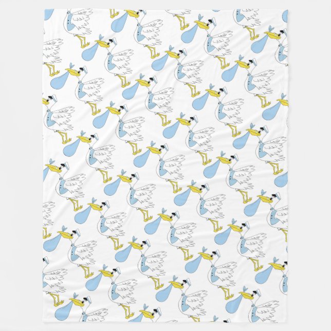 Fleece Blanket/Baby Boy Stork (Vorderseite)
