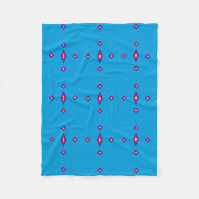 Fleece Blanket - Blau mit Rainbow Diamonds (Vorderseite)