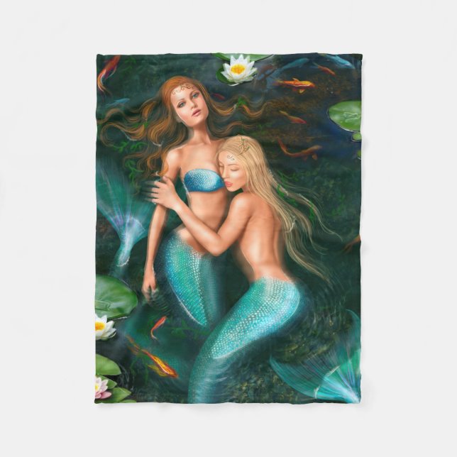 Fleece Blanket, Fantasy schöne Meerjungfrauen (Vorderseite)