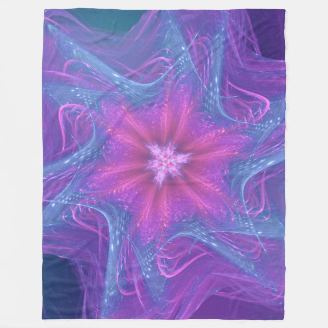 Fleece Blanket Fraktal Delikate Cyan Palette (Vorderseite)