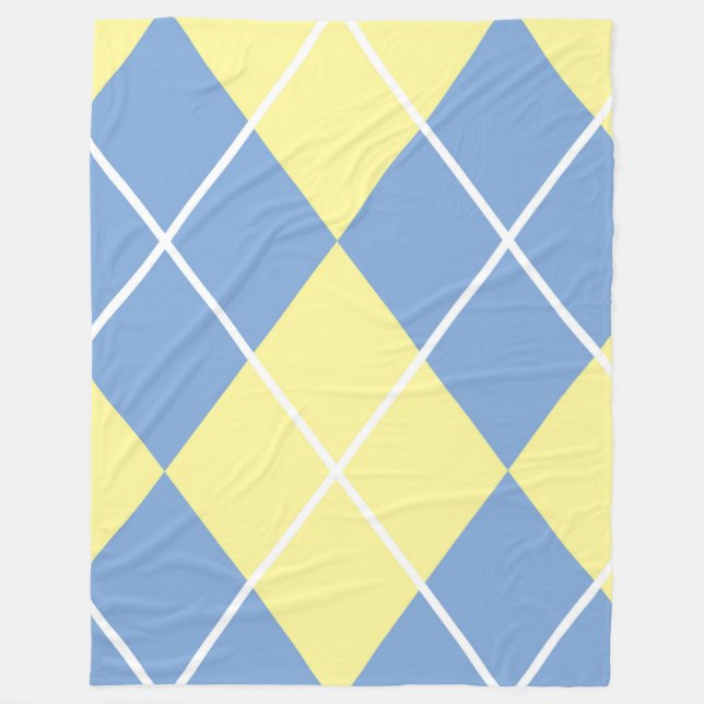 Fleece Blanket/Gelb, Blau und Weiß Diamant (Vorderseite)