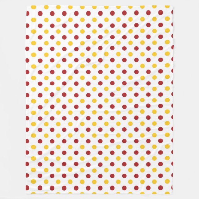 Fleece Blanket/Gelb und Burgundy Polka Dots (Vorderseite)