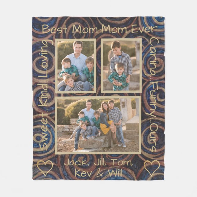 Fleece Blanket "Gold Blue Swirl" Foto Blanket (Vorderseite)