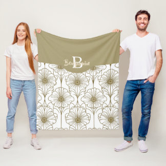 Fleece Blanket, goldene Linie, Blumenmuster