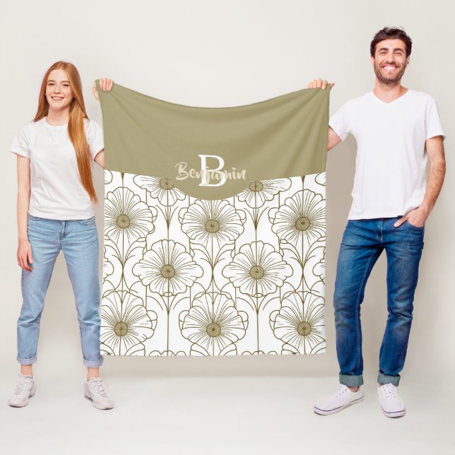 Fleece Blanket, goldene Linie, Blumenmuster (Beispiel)