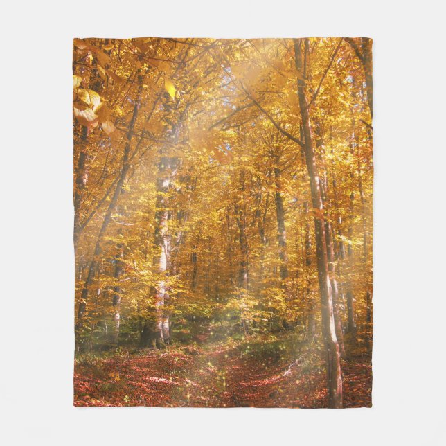 Fleece Blanket Herbstwald Gold Rennen (Vorderseite)