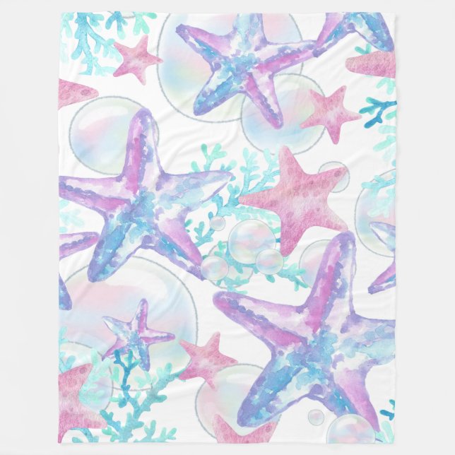 Fleece Blanket Hübsch Pink Starfish Muster (Vorderseite)