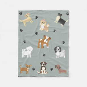 Fleece Blanket klein mit Hundelabbildungen