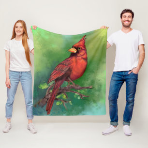 Fleece Blanket mit Northern Red Kardinal Bird