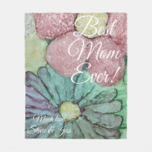 Fleece Blanket "Red & Greenish Blume" Personalisie