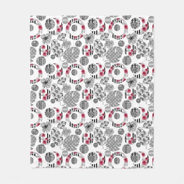 Fleece Blanket, Rot und Schwarz, Quilt, Patchwork, (Vorderseite)