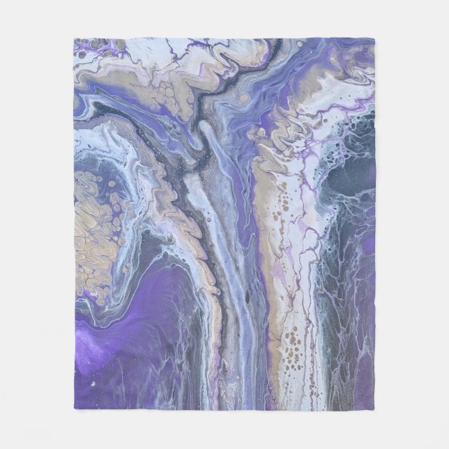 Fleece-Decke Abstract Lila & Gold Mineralader Fleecedecke (Vorderseite)