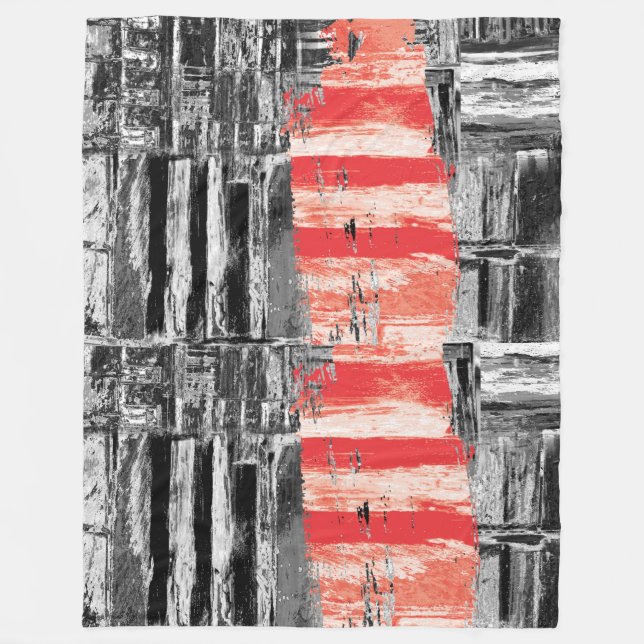 Fleece-Decke – abstraktes Design roter Puls Fleecedecke (Vorderseite)