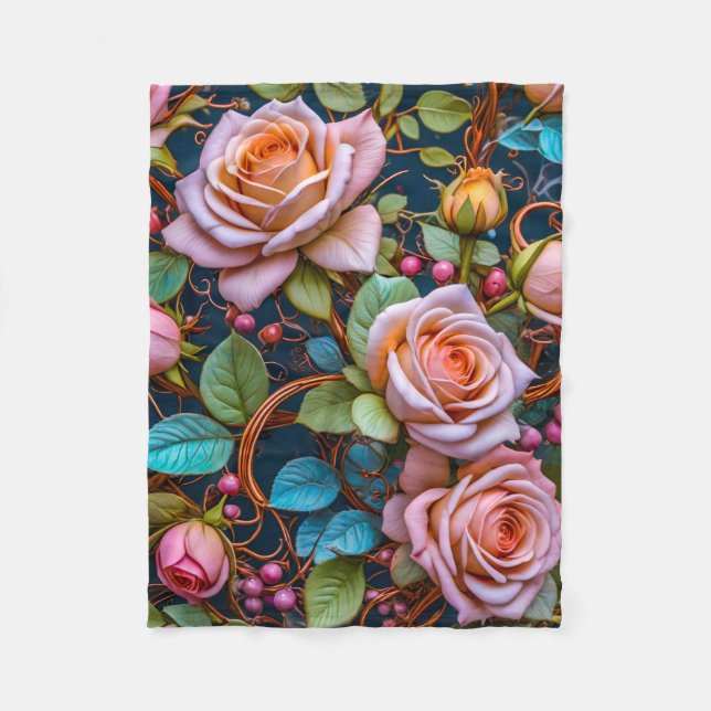 Fleece-Decke (antike Rosen) Fleecedecke (Vorderseite)