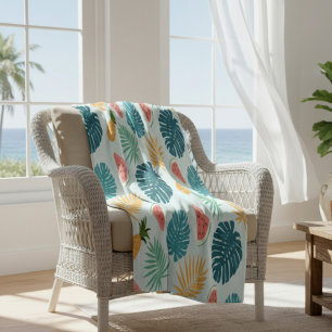 Fleece-Decke mit Früchten und sommerlichem tropisc Fleecedecke