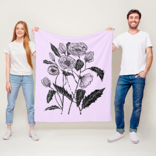 Fleece-Decke mit Mohn in Sonderfarben Fleecedecke