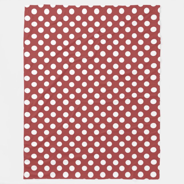 Fleece-Decke/Redwith weiße Polka-Punkte Fleecedecke (Vorderseite)