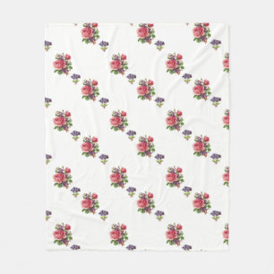 Fleece-Decke Rosa Rosen und Veilchen Muster Fleecedecke