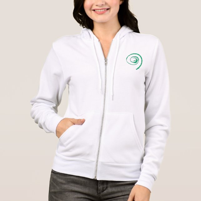 Fleece der Frau mit Zip und Hoodie, Grüner Twirl Hoodie (Vorderseite)