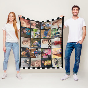 Fleece der Schwarz-weißen Streifen 20 FotoCollage-