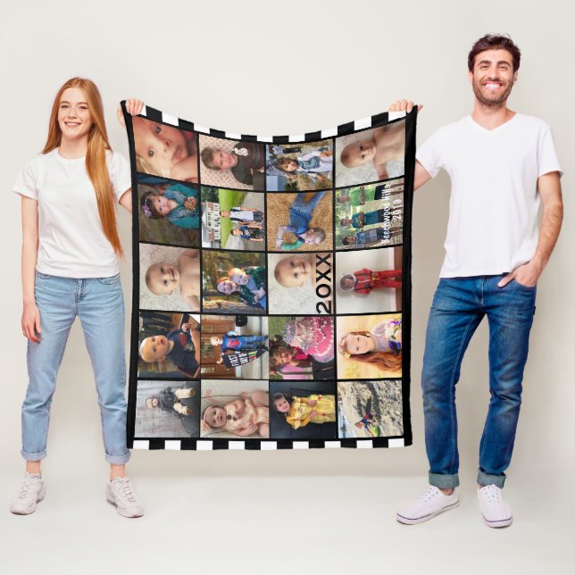 Fleece der Schwarz-weißen Streifen 20 FotoCollage- (Beispiel)