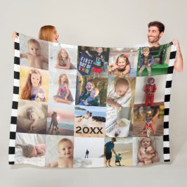 Fleece der Schwarz-weißen Streifen 20 FotoCollage-