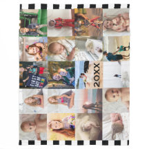 Fleece der Schwarz-weißen Streifen 20 FotoCollage-