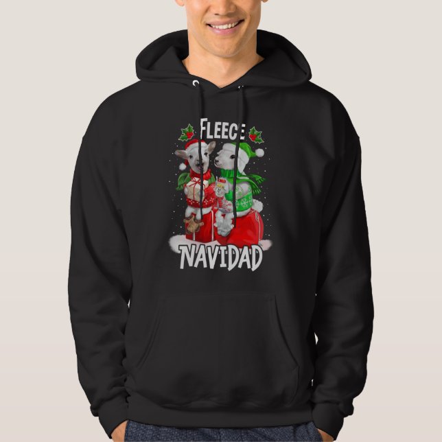 Fleece Feliz Navidad  Cute Sheep Christmas Hoodie (Vorderseite)