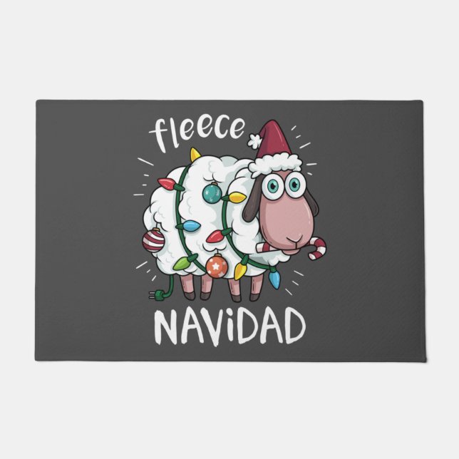 Fleece Feliz Navidad Funny Niedliches Schaf Weihna Fußmatte (Vorderseite)