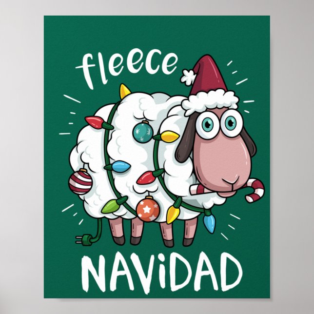 Fleece Feliz Navidad Funny Niedliches Schaf Weihna Poster (Vorne)