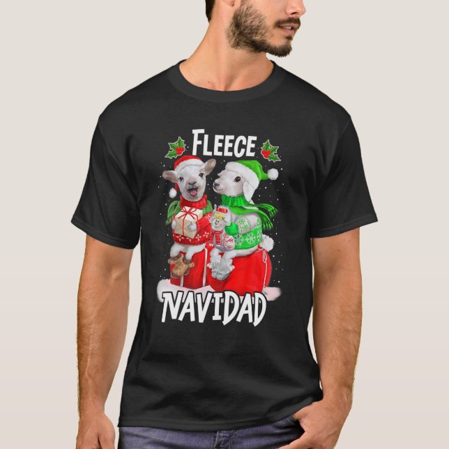 Fleece Feliz Navidad Funny Niedliches Schaf Weihna T-Shirt (Vorderseite)