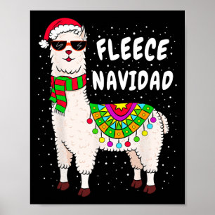 Fleece Feliz Navidad Llama Weihnachten Niedlichen Poster