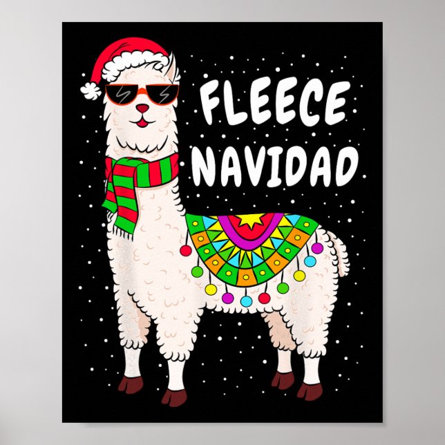 Fleece Feliz Navidad Llama Weihnachten Niedlichen  Poster (Vorne)