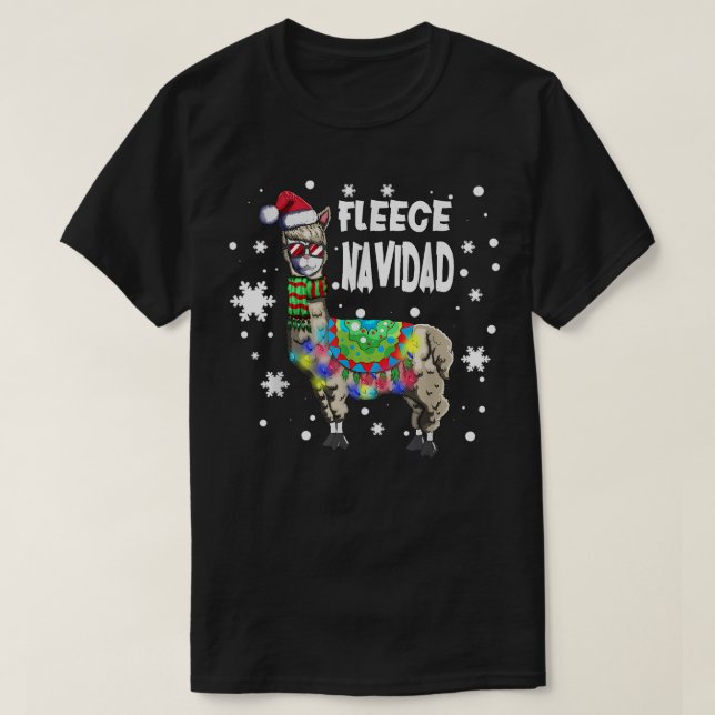 Fleece Feliz Navidad Llama Xmas String Llam T-Shirt (Design vorne)